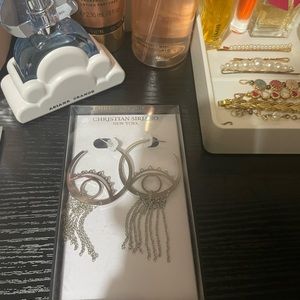 Statement earrings, silver, never used
